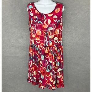 Go Fish Clothing Dress Sz M Vibrant Abstract Celestial Artsy Lightweight Flowy‎